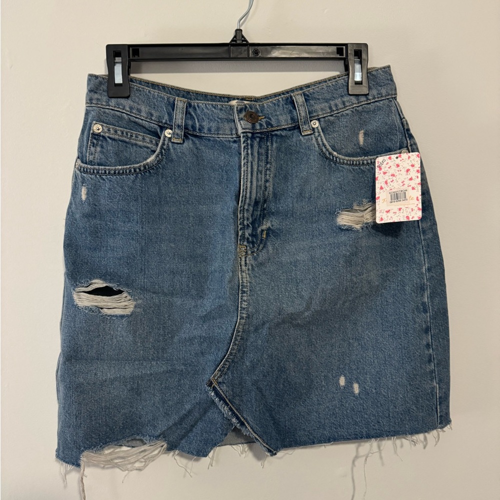 NWT We the Free - Free People distressed denim mini skirt